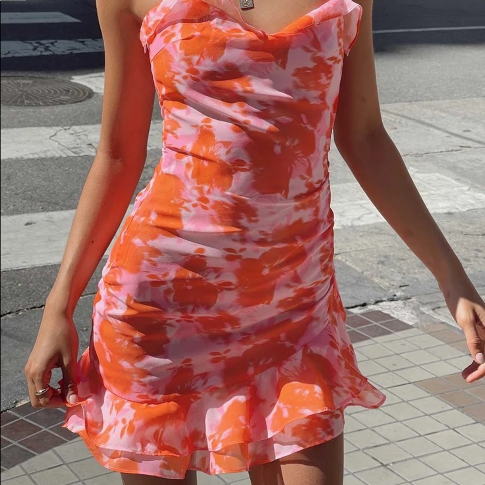 Princess Polly YARA MINI DRESS ORANGE MULTI Size 2US